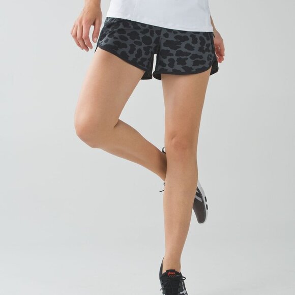 Lululemon Tracker Shorts Cherry Cheetah Dark Slate Black 4 - Picture 1 of 5